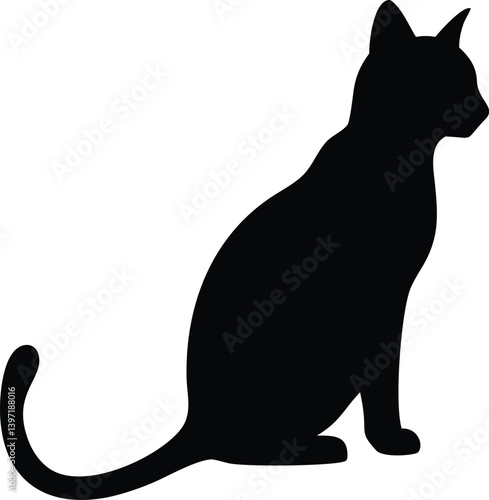 black cat silhouette minimalist design on white background