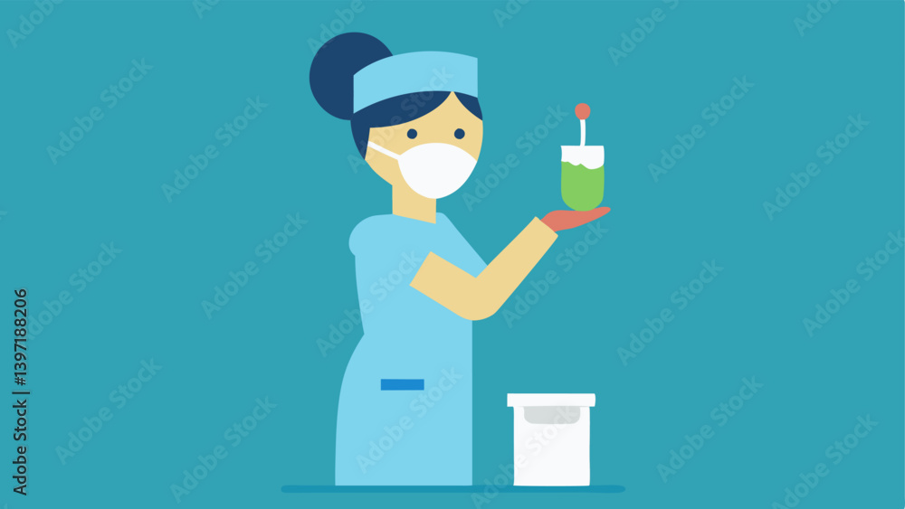 Sample Collection Process A vector illustrating a nurse or healthcare professional collecting a sample using advanced technology with a sterile background. Sample Collection Process A vector illustrating a nurse or healthcare professional collecting a sample using advanced technology with a sterile background.