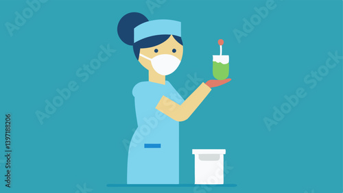 Sample Collection Process A vector illustrating a nurse or healthcare professional collecting a sample using advanced technology with a sterile background.