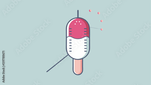 Microneedling Device A closeup illustration of a handheld microneedling device with tiny needles demonstrating the microneedling process on a facial outline.