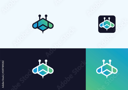 Modern Bee technology logo design