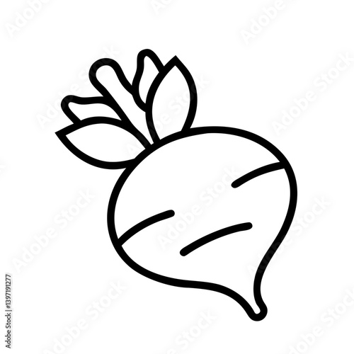 Illustration of fresh beet vegetable outline vector icon healthy food concept design