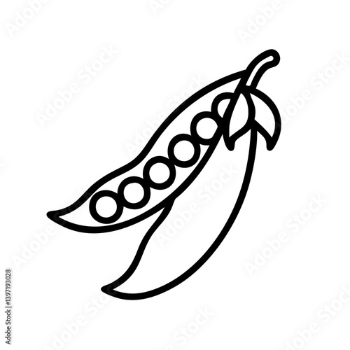 Outline illustration of fresh peas in a pod healthy food vector vegetable icon