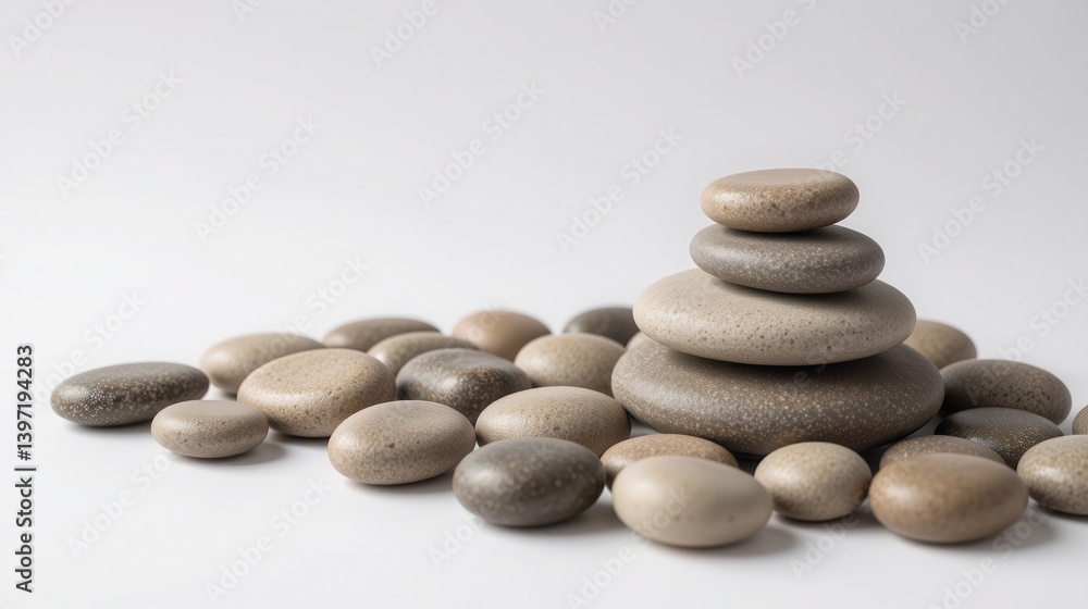 Stacked stones arranged harmoniously on a white background. Stacked stones arranged harmoniously on a white background.