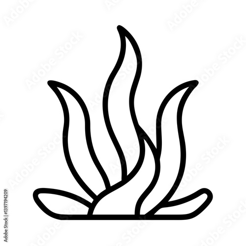 Seaweed illustration vector, underwater plant drawing, marine algae line art icon