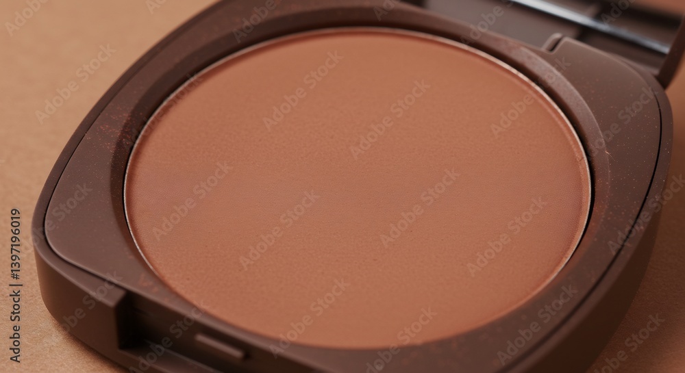 Fototapeta premium Warm brown pressed powder compact soft light. AI Generated