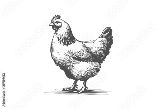 chicken hand drawn sketch illustration vector