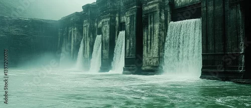Panel kuchenny z motywem Majestic dam structure with cascading waterfalls