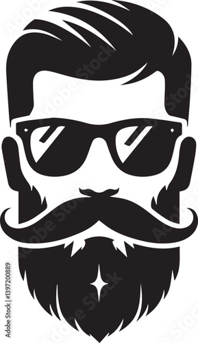 man with sunglasses head vector illustration, man head with sunglass silhouette vector black and white, man clipart