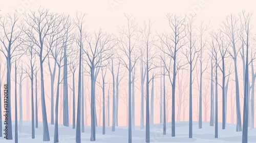 Wallpaper Mural A serene winter forest scene with pale colors and bare trees. Torontodigital.ca
