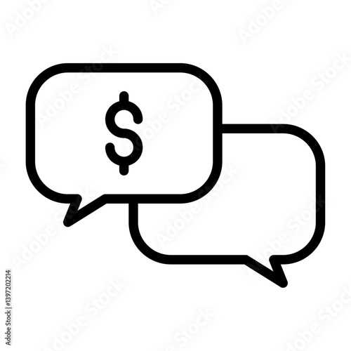 talk about money outline icon. money discussion black line illustration.