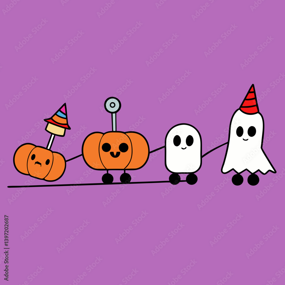 Obraz premium halloween pumpkin and ghost