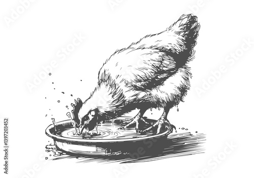 chicken hand drawn sketch illustration vector