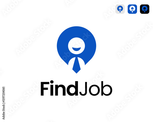 Job Location Work Person Employee For Business Worker Recruitment Vector Logo Design Illustration
