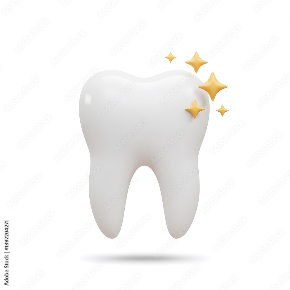 Shiny White Tooth 3D Render Sparkling Clean Oral Hygiene Care Shiny White Tooth 3D Render Sparkling Clean Oral Hygiene Care