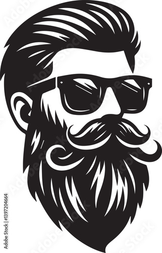 man with sunglasses head vector illustration, man head with sunglass silhouette vector black and white, man clipart