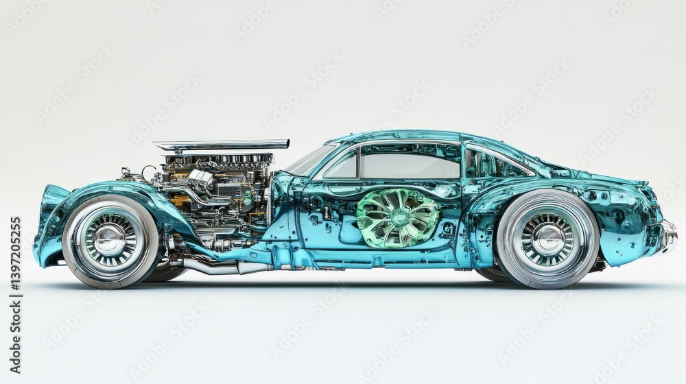 Teal custom hot rod studio shot Teal custom hot rod studio shot