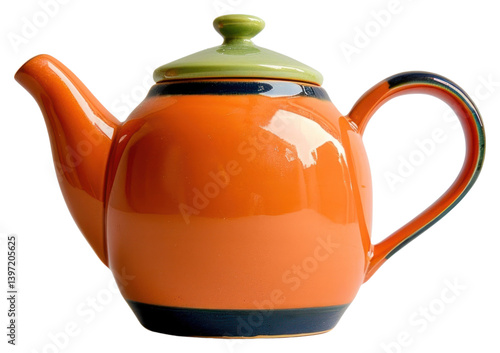 PNG Vibrant ceramic teapot with lid