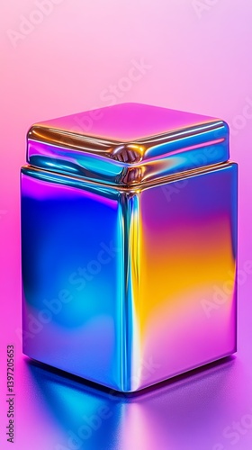 Sleek Pastel Box with Vibrant Colorful Background