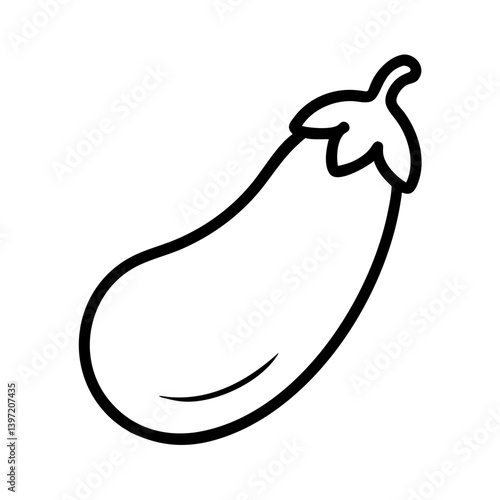 Outline drawing of eggplant vegetable healthy food ingredient vector illustration