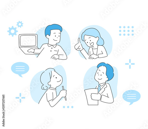 話し合いをする人たちのイラスト　ベクター

