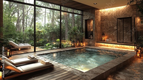 Wallpaper Mural A luxurious spa featuring a tranquil pool and massage tables Torontodigital.ca