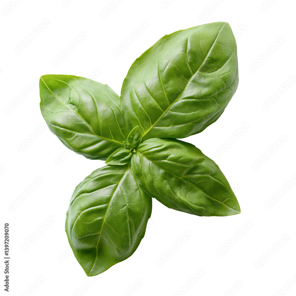 Fototapeta premium Basil Bunch isolated on transparent background. PNG with clipping path
