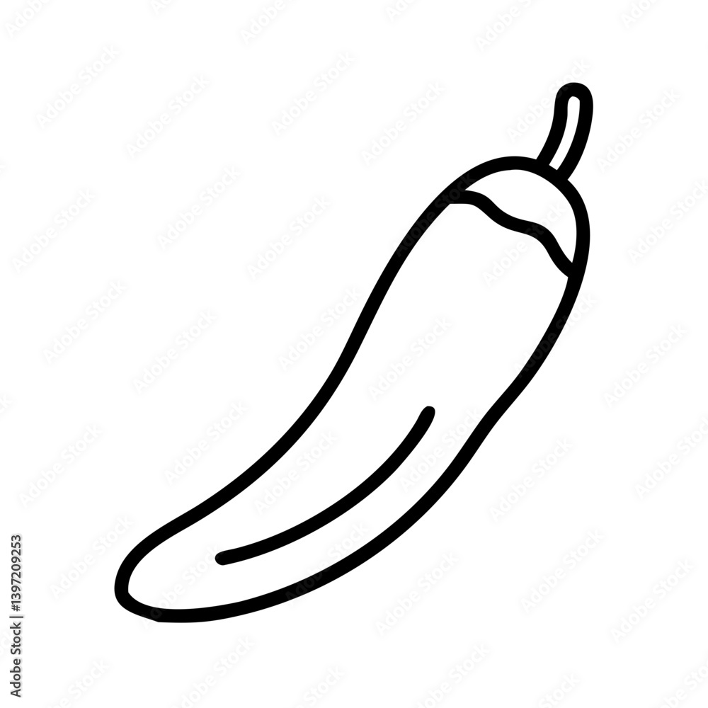 Outline drawing of a chili pepper vector illustration for graphic design needs Outline drawing of a chili pepper vector illustration for graphic design needs