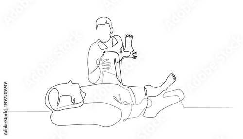 Infant Massage Continuous Line Art on White Background