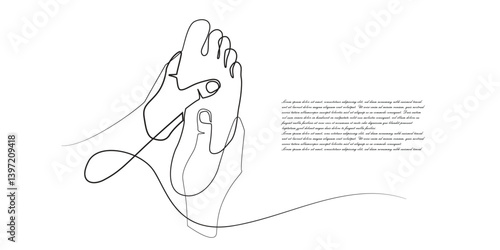Foot Massage Continuous Line Art Vector Illustration