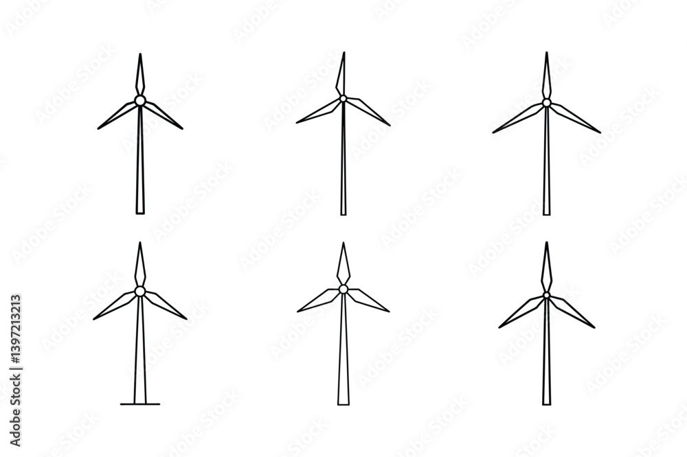 wind turbines on white background wind turbines on white background
