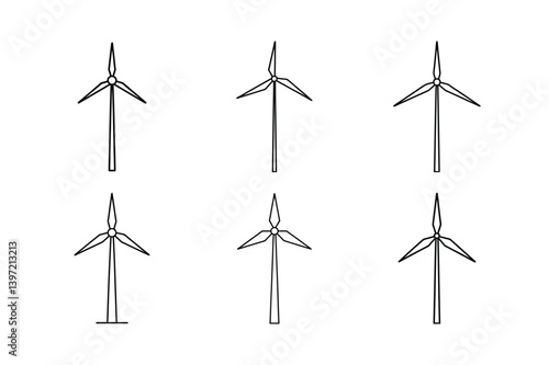 wind turbines on white background