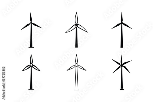 wind turbines vector illustration