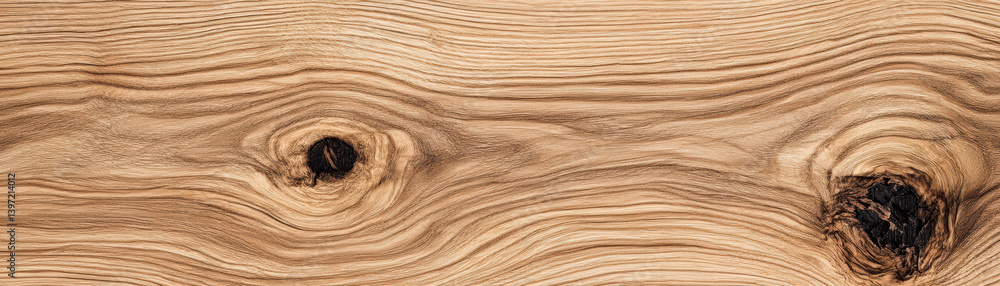 Fototapeta premium Wood grain pattern: Close-up capture of natural wood grain, revealing intricate patterns, knots, and textures, presenting the beauty of organic design.