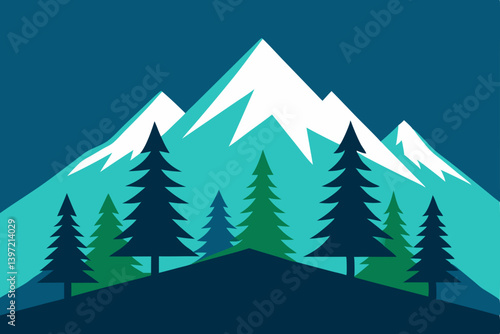 Obraz na płótnie vector illustration of a winter landscape w salonie