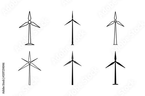 wind turbines on black background