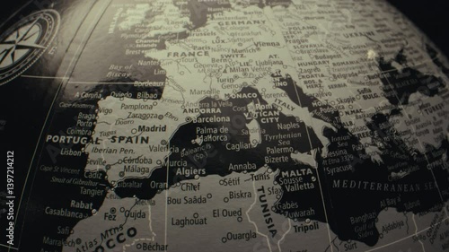 Dark map of Europe and Russia.