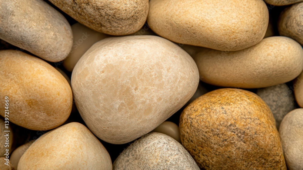 Fototapeta premium Smooth Beige and Brown Stones Close-Up Texture Background