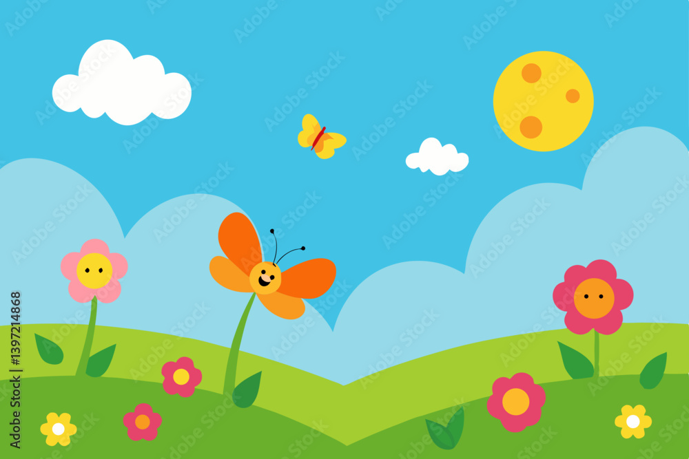 easter background with eggs and flowers