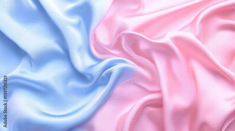 Fototapeta premium A captivating dance of light and shadow across a sea of silk, where the delicate hues of pink and blue intertwine. 