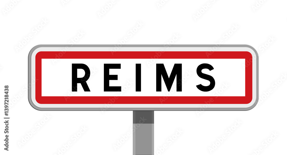 Panneau sur poteau de Reims, Marne, Grand Est Panneau sur poteau de Reims, Marne, Grand Est