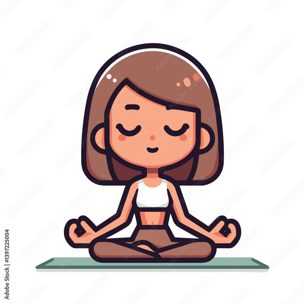 Minimal vector UI illustration cute meditating padmasana pose Minimal vector UI illustration cute meditating padmasana pose
