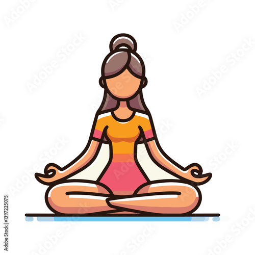 Minimal vector UI illustration cute meditating padmasana pose