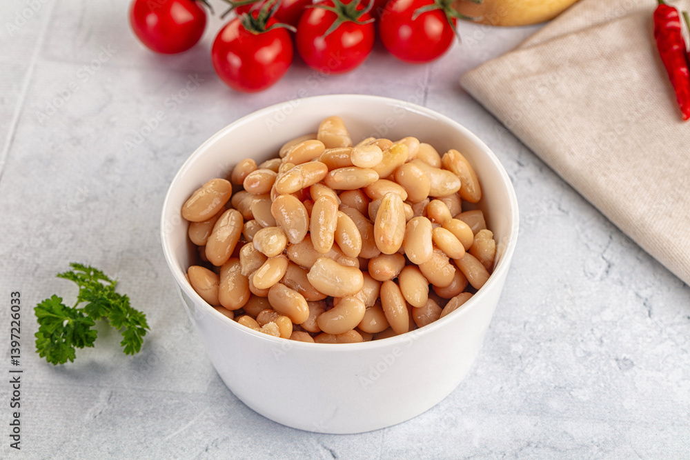 Canned white beans in the bowl Canned white beans in the bowl