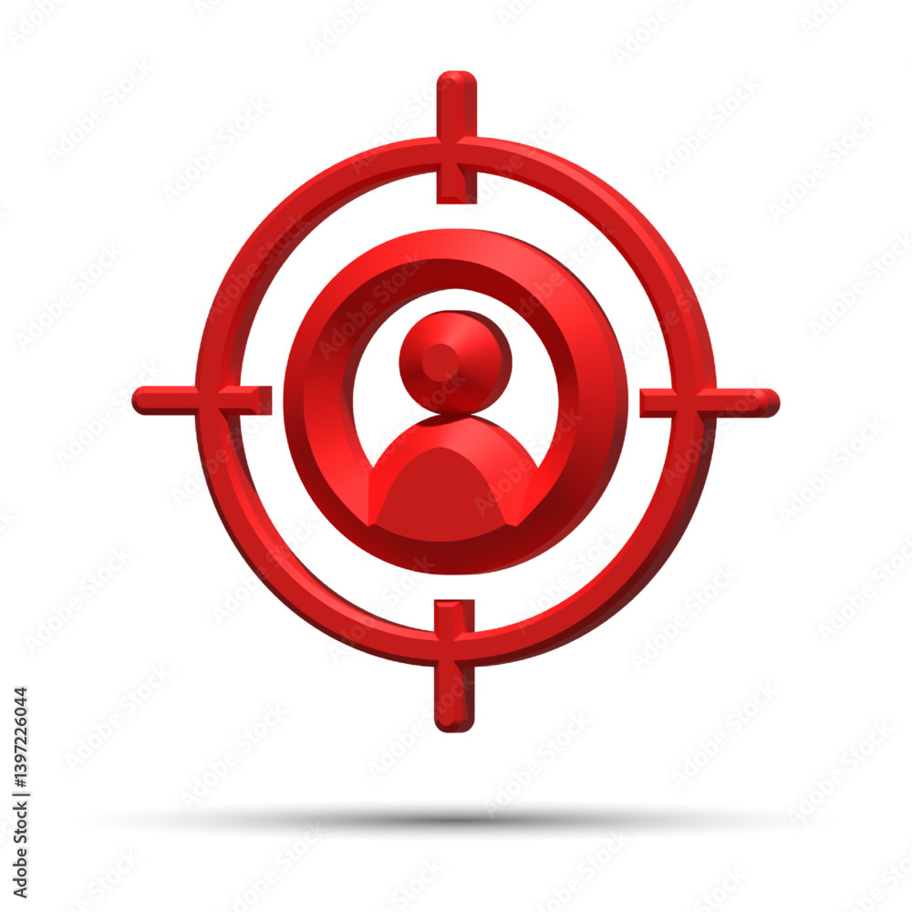 3d target right customer: a red target icon 