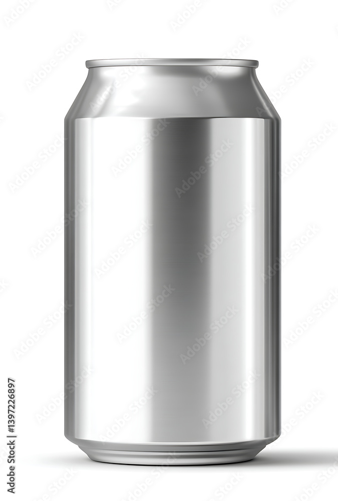 Sleek silver aluminum beverage can mockup for product presentation Sleek silver aluminum beverage can mockup for product presentation