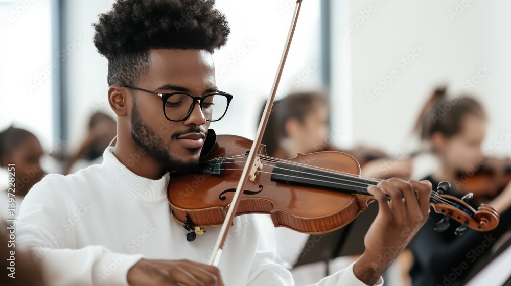 A music teacher demonstrating how to play a classical instrument, students following along in a music academy setting, A music teacher demonstrating how to play a classical instrument, students following along in a music academy setting,