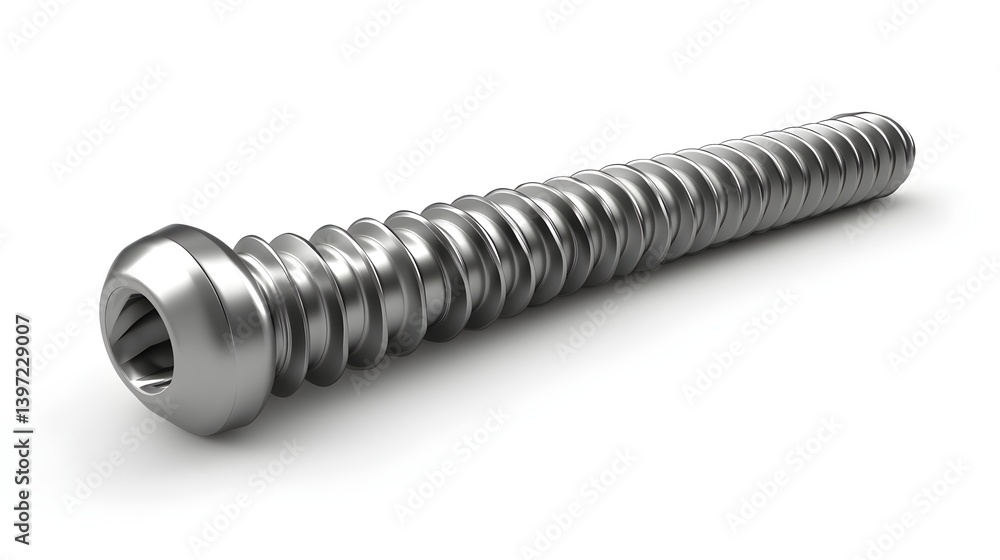 3D screw icon in realistic steel texture, isolated on white 3D screw icon in realistic steel texture, isolated on white
