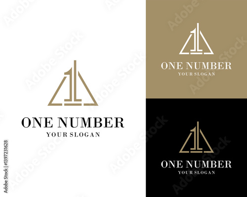 Number 1 Luxury Minimalist Line For Brand or Business Vector Logo Design Illustration