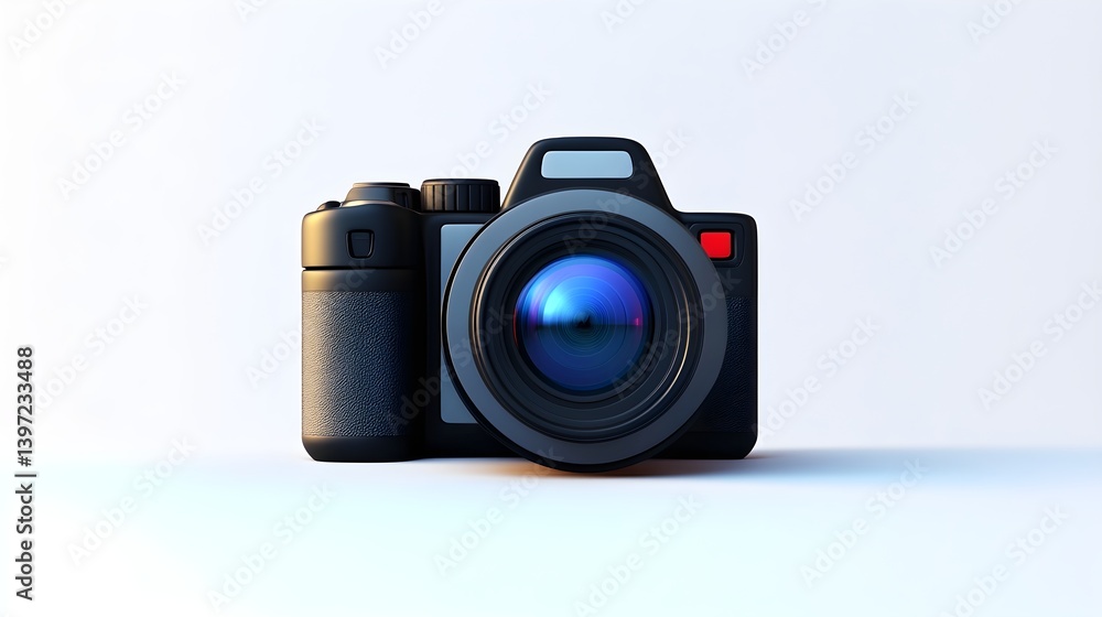 3D video camera icon with recording button, plastic style, white background 3D video camera icon with recording button, plastic style, white background